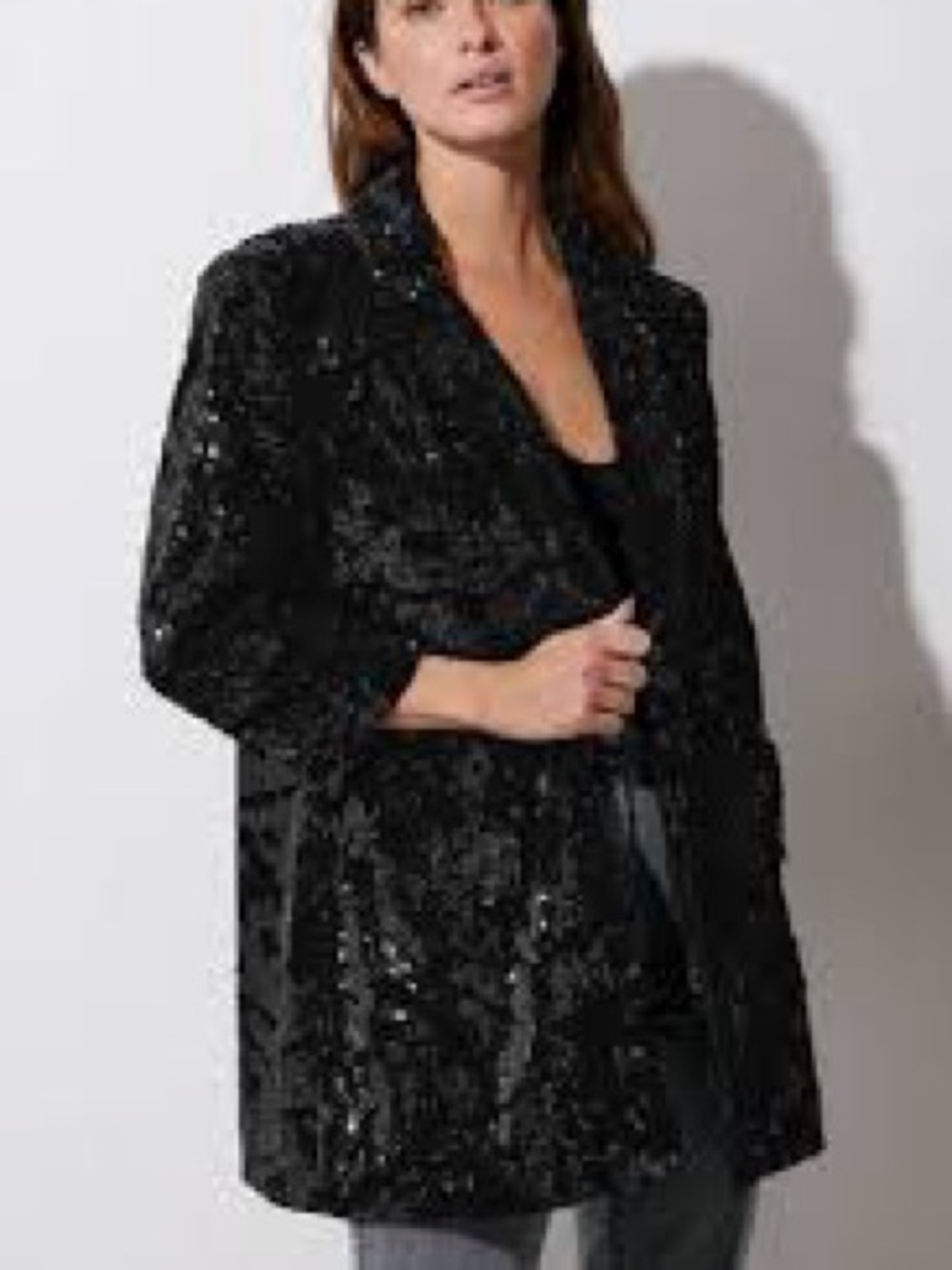vintage Rina Z New York,. Montreal . Paris black sequin blazer. Size XL